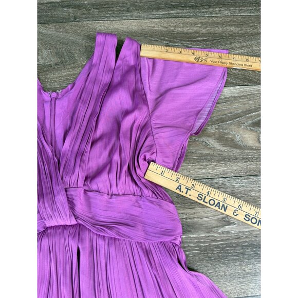 By Anthropologie Deep V-Neck Vibrant Mini Dress Size 4 Purple - Picture 6 of 12